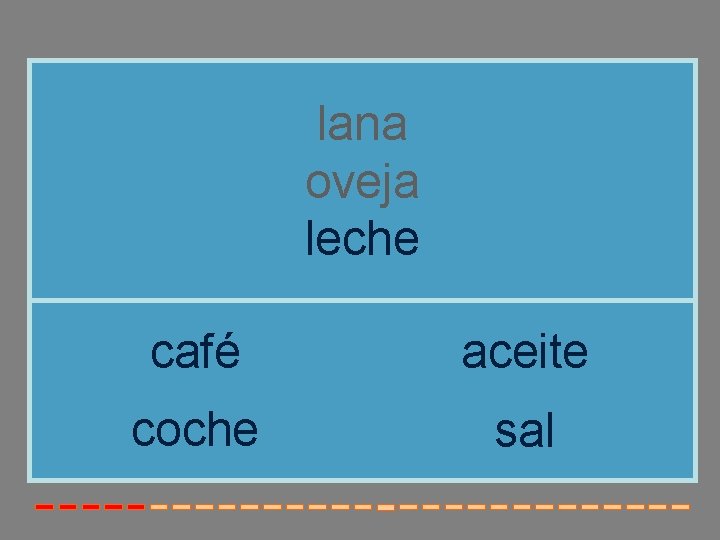 lana oveja leche café aceite coche sal lana oveja leche café aceite coche sal