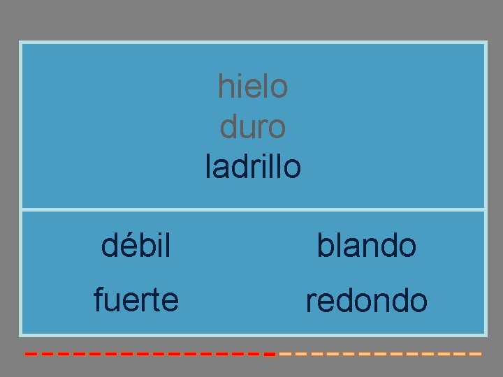hielo duro ladrillo débil blando fuerte redondo hielo duro ladrillo débil blando fuerte redondo