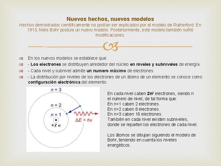 Nuevos hechos, nuevos modelos Hechos demostrados científicamente no podían ser explicados por el modelo