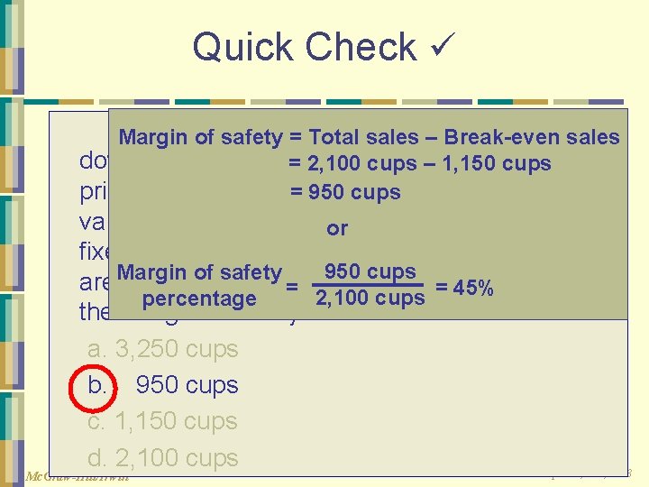 Quick Check Coffeeof Klatch espresso stand in a sales Margin safetyis= an Total sales