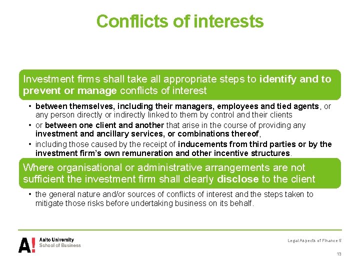 Conflicts of interests Investment firms shall take all appropriate steps to identify and to