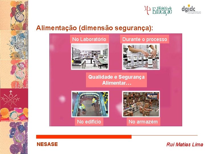 Alimentação (dimensão segurança): No Laboratório Durante o processo Qualidade e Segurança Alimentar… No edificio