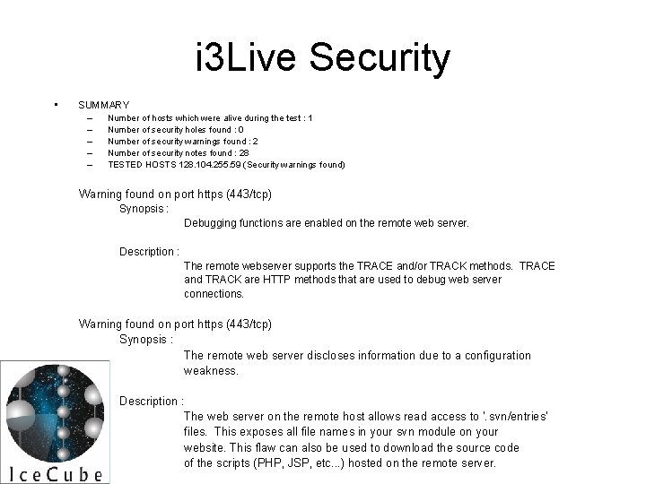 i 3 Live Security • SUMMARY – Number of hosts which were alive during