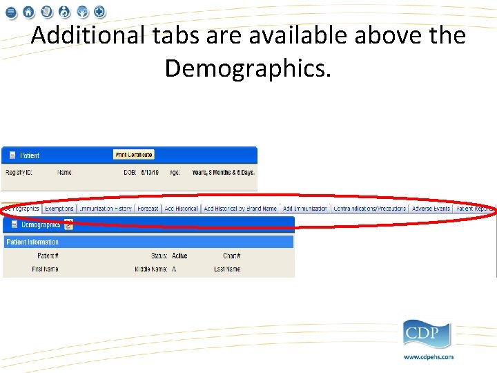 Additional tabs are available above the Demographics. 