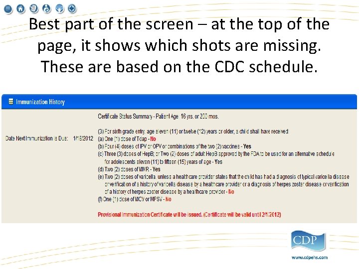 Best part of the screen – at the top of the page, it shows