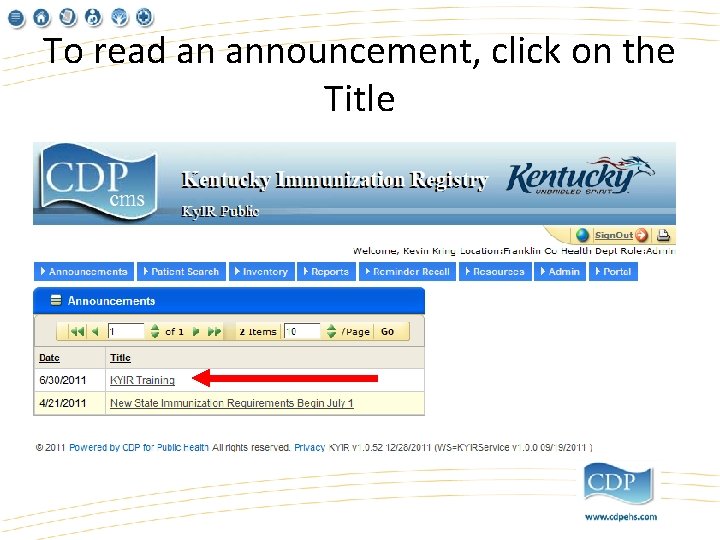 To read an announcement, click on the Title 