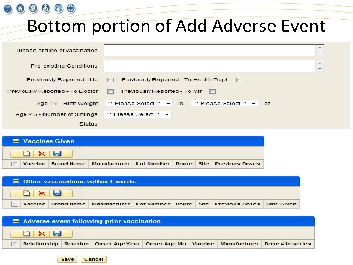 Bottom portion of Add Adverse Event 