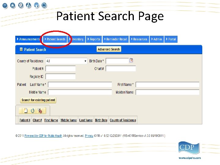 Patient Search Page 