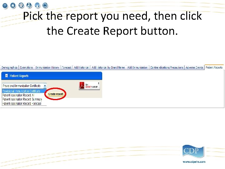 Pick the report you need, then click the Create Report button. 