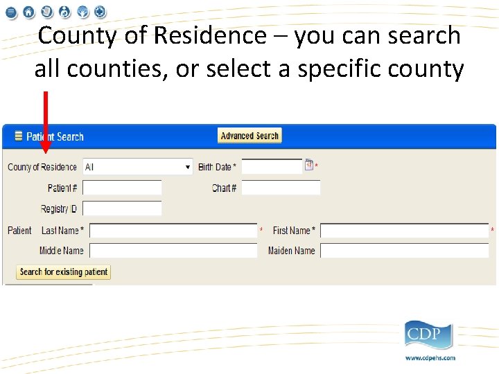 County of Residence – you can search all counties, or select a specific county