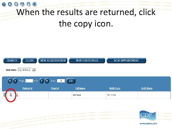 When the results are returned, click the copy icon. 