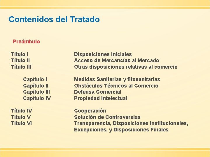 Contenidos del Tratado Preámbulo Título III Capítulo III Capítulo IV Título IV Título VI