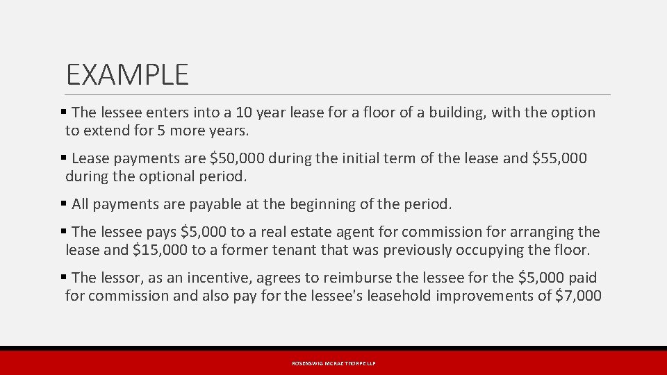 EXAMPLE § The lessee enters into a 10 year lease for a floor of