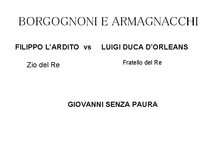 BORGOGNONI E ARMAGNACCHI FILIPPO L’ARDITO vs Zio del Re LUIGI DUCA D’ORLEANS Fratello del