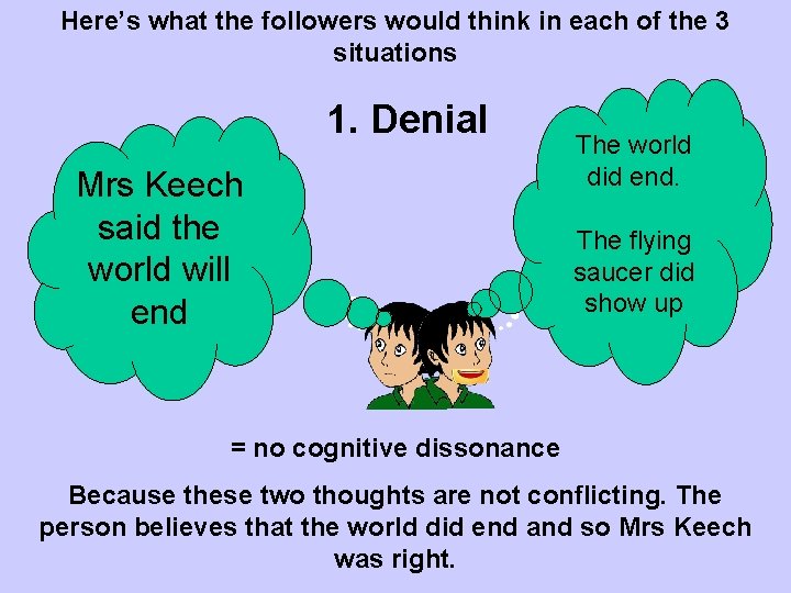 Here’s what the followers would think in each of the 3 situations 1. Denial