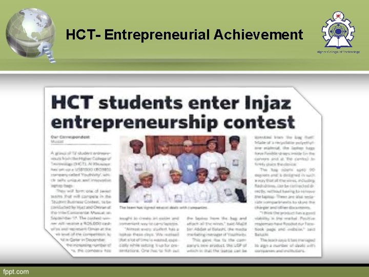 HCT- Entrepreneurial Achievement 