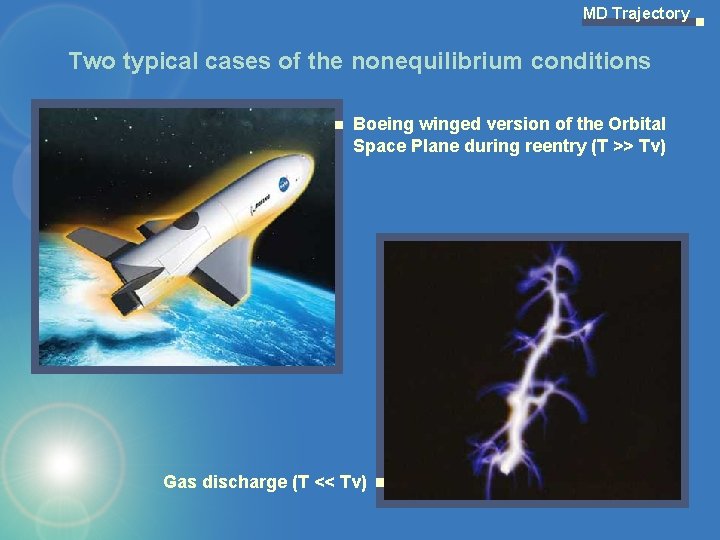 MD Trajectory Two typical cases of the nonequilibrium conditions Boeing winged version of the