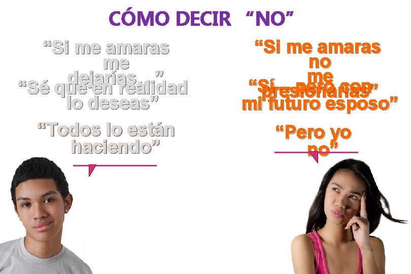 CÓMO DECIR “NO” “Si me amaras no me me dejarías…” “Sí – pero con