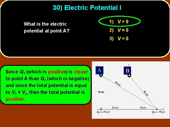 30) Electric Potential I 1) V > 0 What is the electric potential at