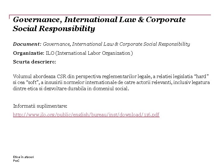 Governance, International Law & Corporate Social Responsibility Document: Governance, International Law & Corporate Social