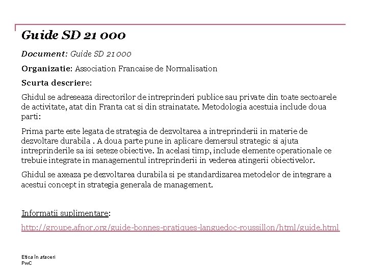 Guide SD 21 000 Document: Guide SD 21 000 Organizatie: Association Francaise de Normalisation