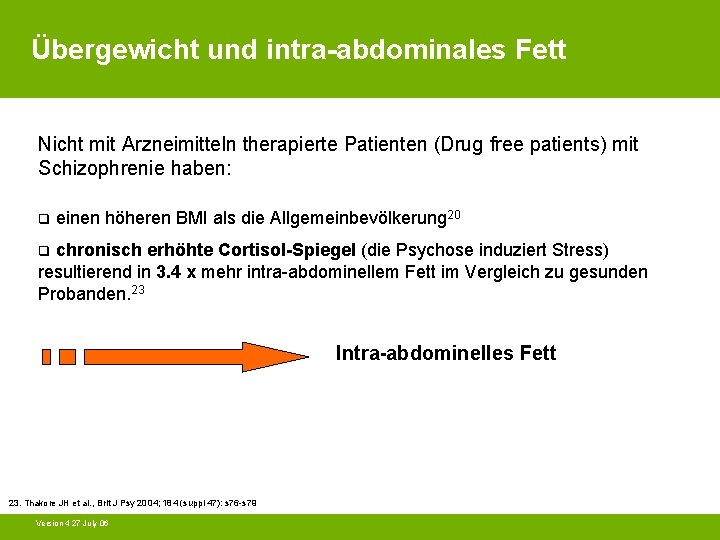 Übergewicht und intra-abdominales Fett Nicht mit Arzneimitteln therapierte Patienten (Drug free patients) mit Schizophrenie