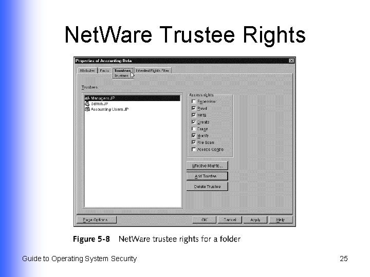 Net. Ware Trustee Rights Guide to Operating System Security 25 