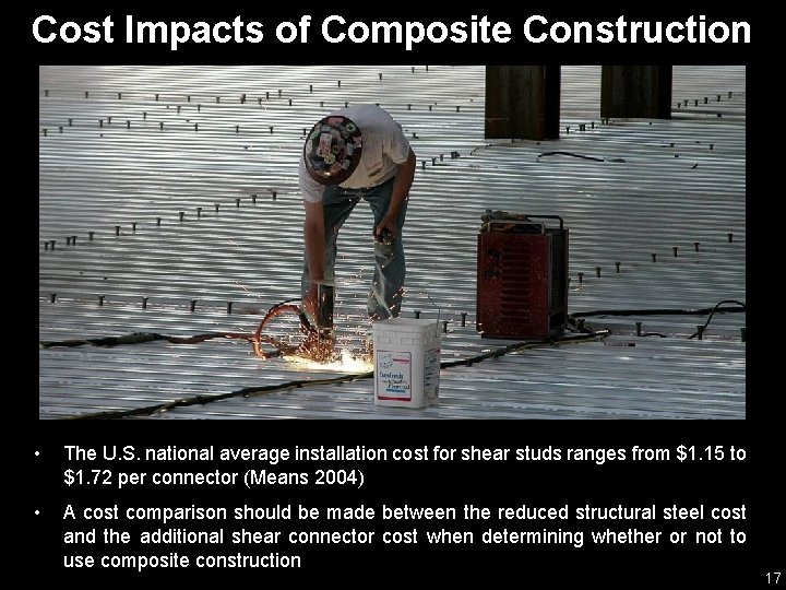 Cost Impacts of Composite Construction • The U. S. national average installation cost for