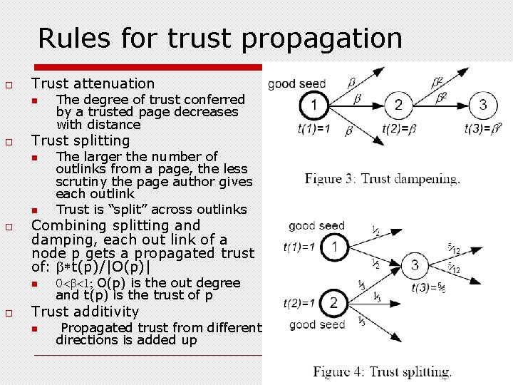 Rules for trust propagation o Trust attenuation n o Trust splitting n n o