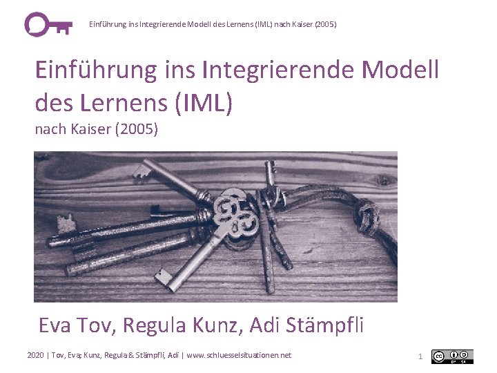 Einführung ins Integrierende Modell des Lernens (IML) nach Kaiser (2005) Eva Tov, Regula Kunz,