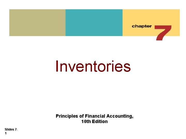Inventories Principles of Financial Accounting, 10 th Edition Slides 71 