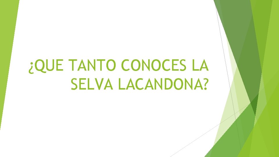 ¿QUE TANTO CONOCES LA SELVA LACANDONA? 