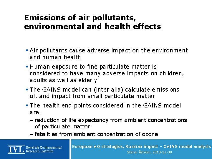 Application of air quality strategies of Western Europe