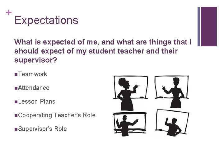 + Expectations What is expected of me, and what are things that I should + Expectations What is expected of me, and what are things that I should