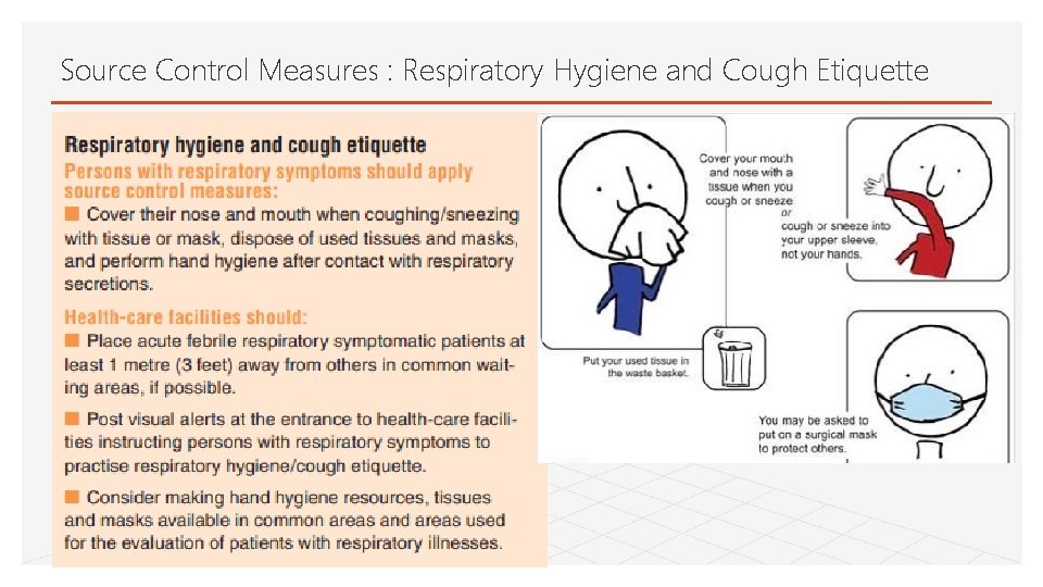 Source Control Measures : Respiratory Hygiene and Cough Etiquette 