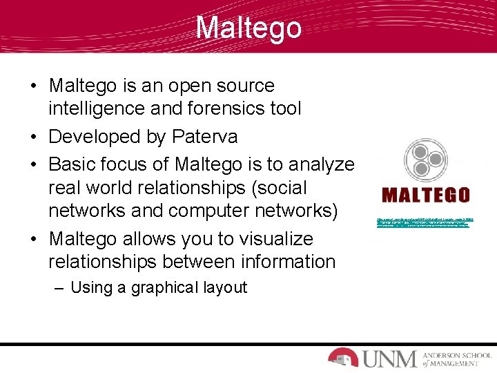 Maltego • Maltego is an open source intelligence and forensics tool • Developed by