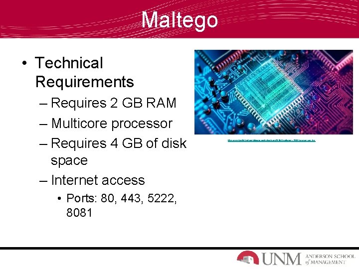 Maltego • Technical Requirements – Requires 2 GB RAM – Multicore processor – Requires