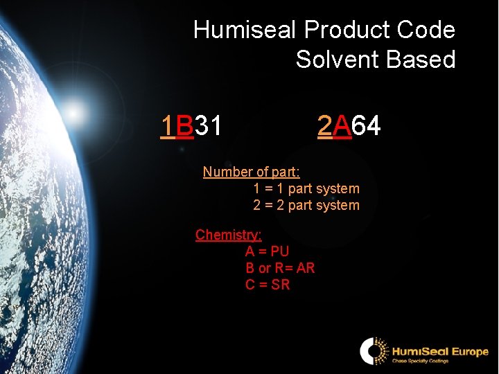 Humiseal Product Code Solvent Based 1 B 31 2 A 64 Number of part: