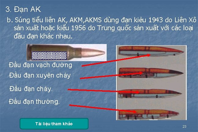 3. Đạn AK. b. Súng tiểu liên AK, AKMS dùng đạn kiẻu 1943 do