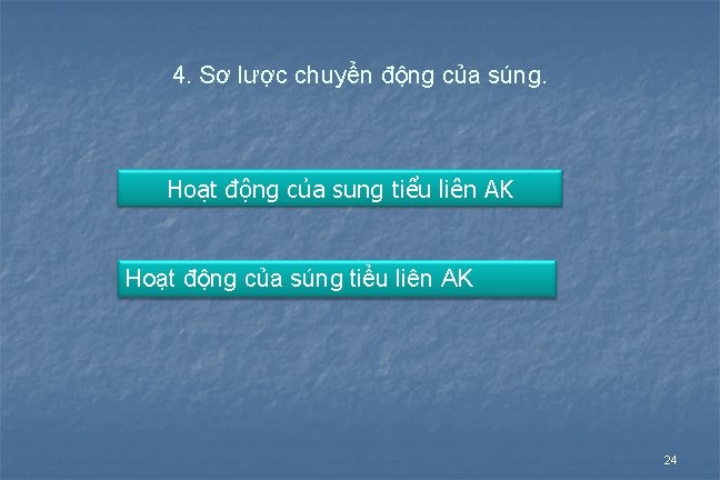 4. Sơ lược chuyển động của súng. Hoạt động của sung tiểu liên AK