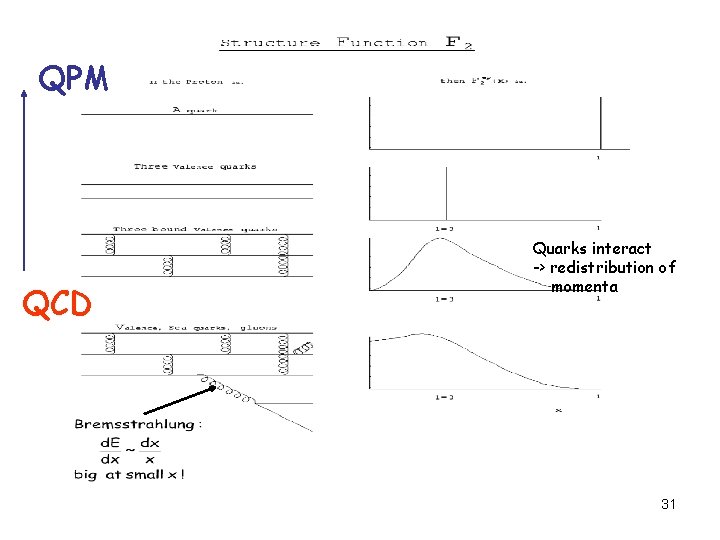 QPM QCD Quarks interact -> redistribution of momenta 31 QPM QCD Quarks interact -> redistribution of momenta 31