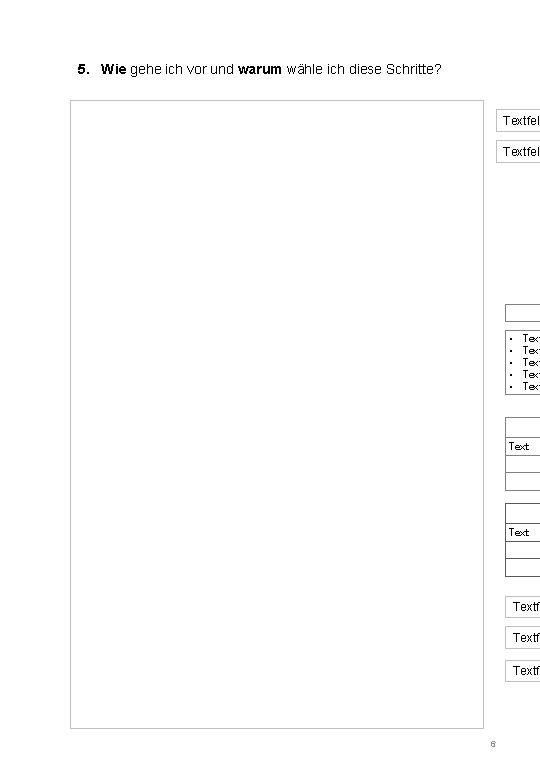5. Wie gehe ich vor und warum wähle ich diese Schritte? Textfeld • •