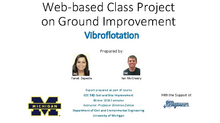 Web-based Class Project on Ground Improvement Vibroflotation Prepared by: Yanet Zepeda Ian Mc. Creery