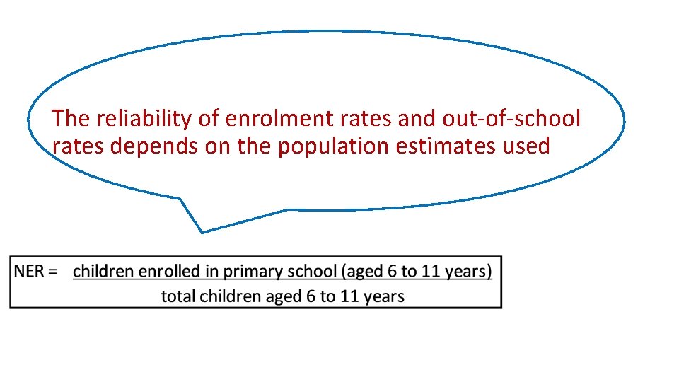 The reliability of enrolment rates and out-of-school rates depends on the population estimates used