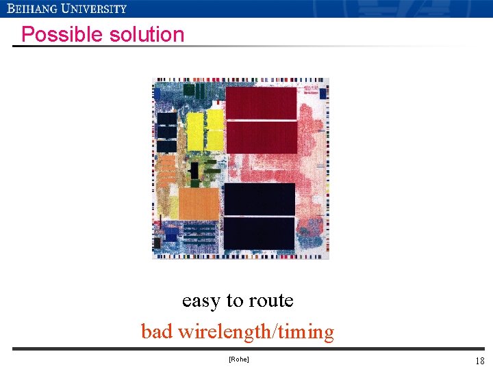 Possible solution easy to route bad wirelength/timing [Rohe] 18 