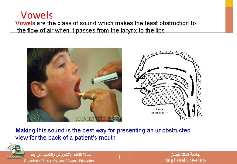 Vowels are the class of sound which makes the least obstruction to the flow Vowels are the class of sound which makes the least obstruction to the flow