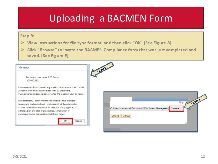 Uploading a BACMEN Form Step 9: Ø View instructions for file type format and Uploading a BACMEN Form Step 9: Ø View instructions for file type format and