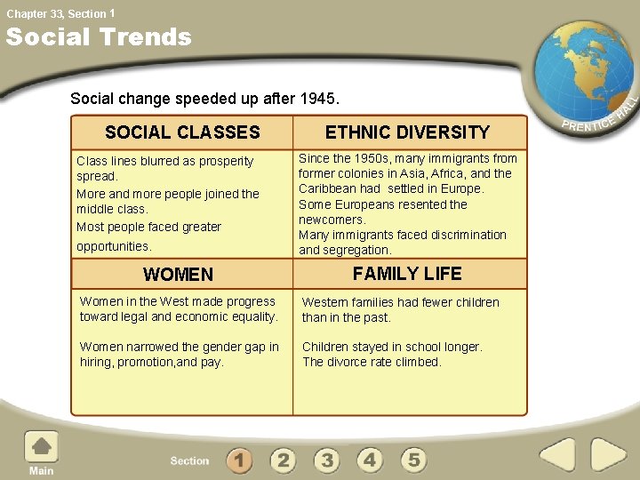 Chapter 33, Section 1 Social Trends Social change speeded up after 1945. SOCIAL CLASSES