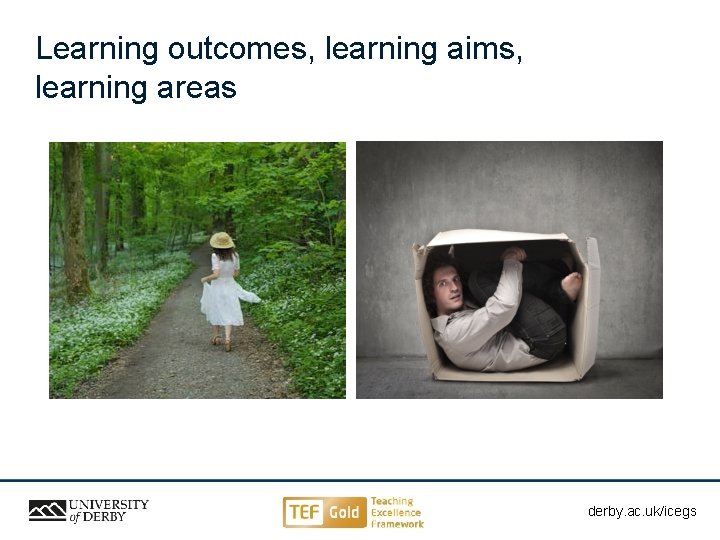 Learning outcomes, learning aims, learning areas derby. ac. uk/ahe derby. ac. uk/icegs Sensitivity: Internal