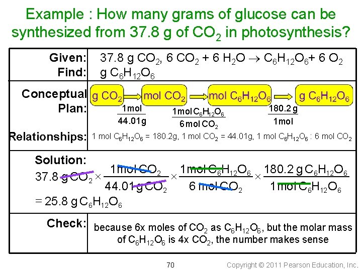 Example : How many grams of glucose can be synthesized from 37. 8 g